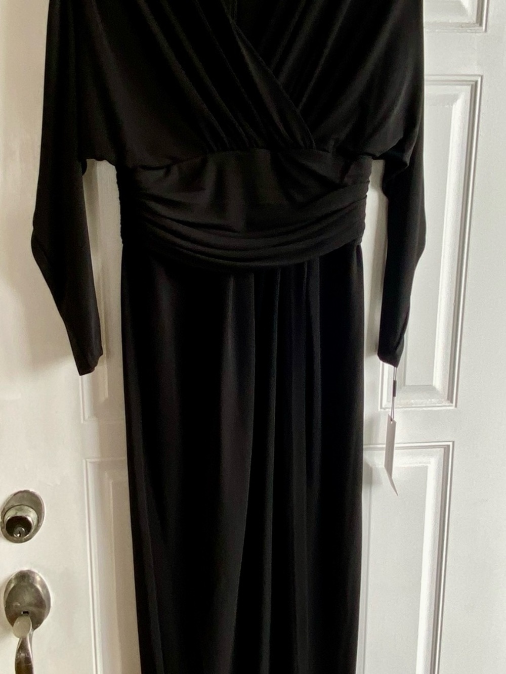 Calvin Klein Black Long Sleeve Ruched Waist Maxi Dress - Picture 2 of 10